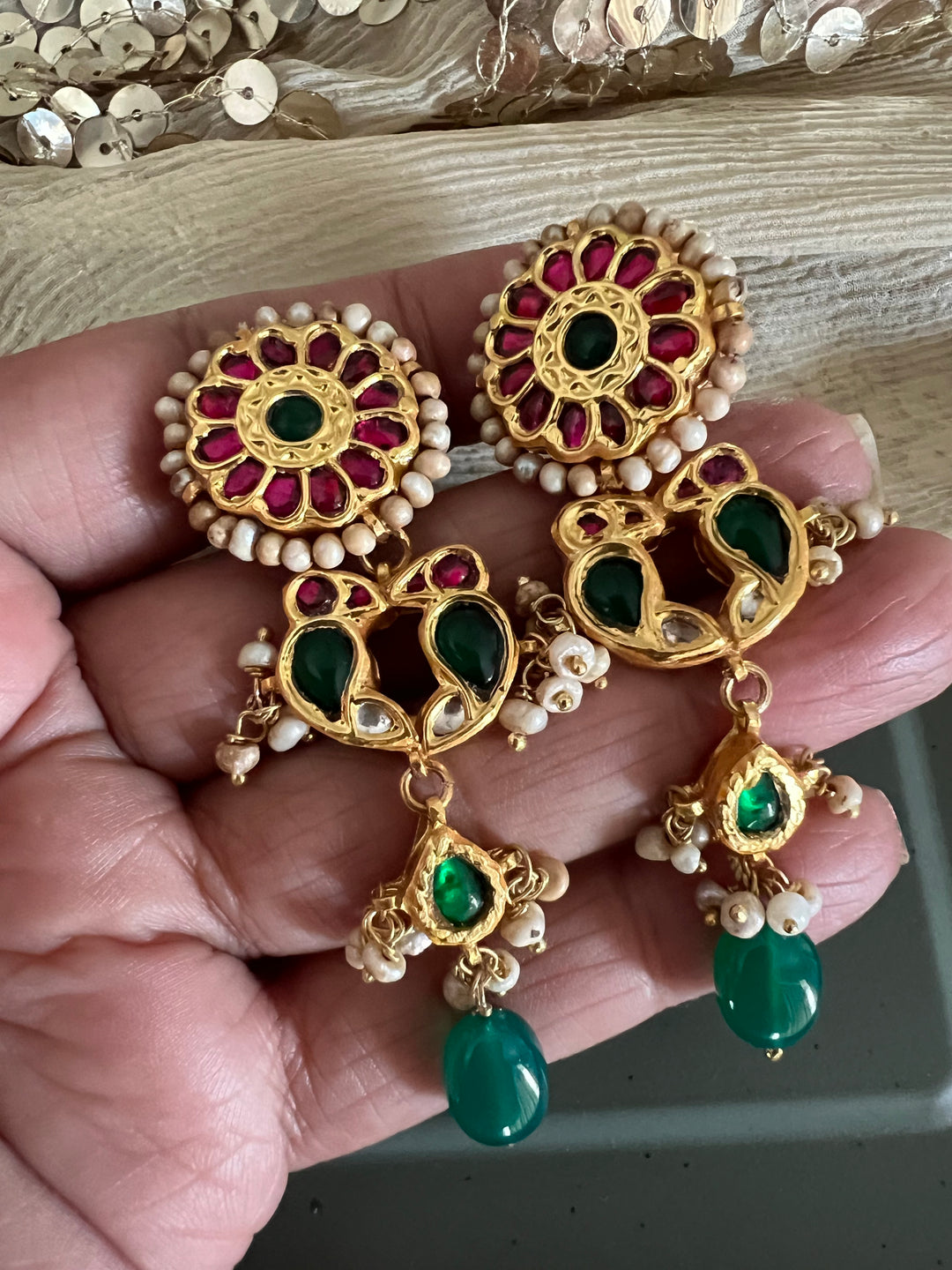 Elegant 925 Silver Jadau Kundan Necklace Set