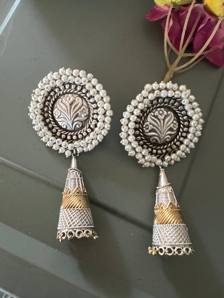 Antique Pearl Clustered Statement Earrings - Premium Quality, Exquisite Craftsmanship