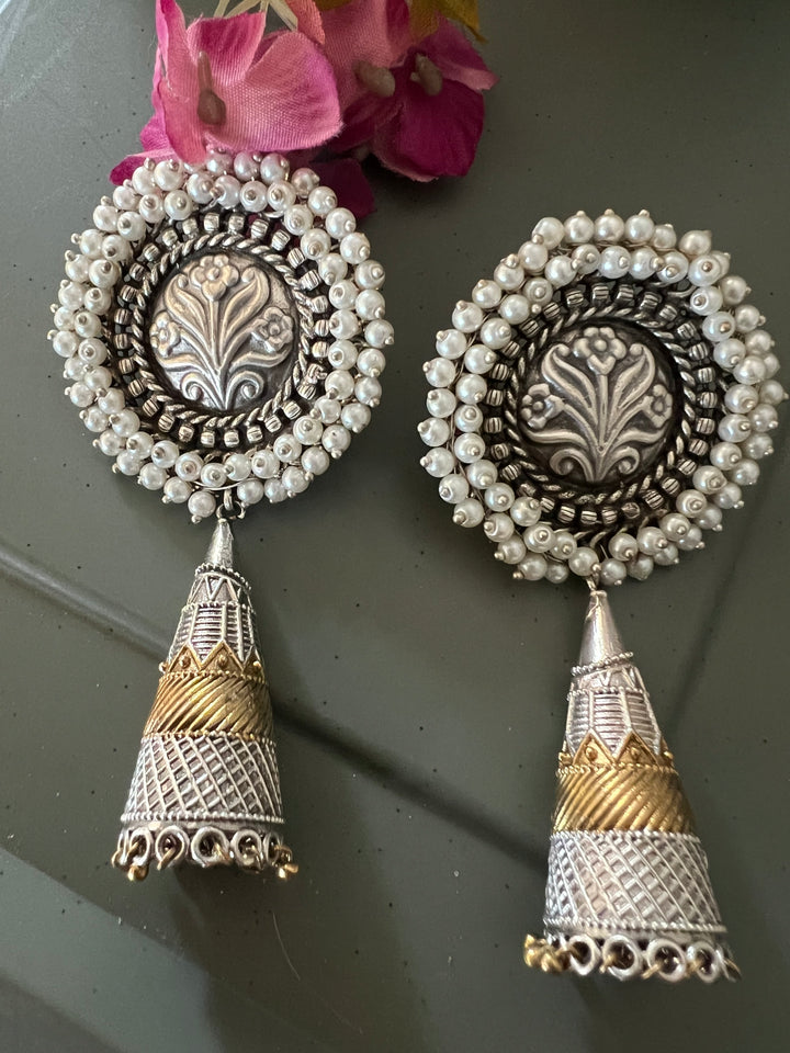 Antique Pearl Clustered Statement Earrings - Premium Quality, Exquisite Craftsmanship