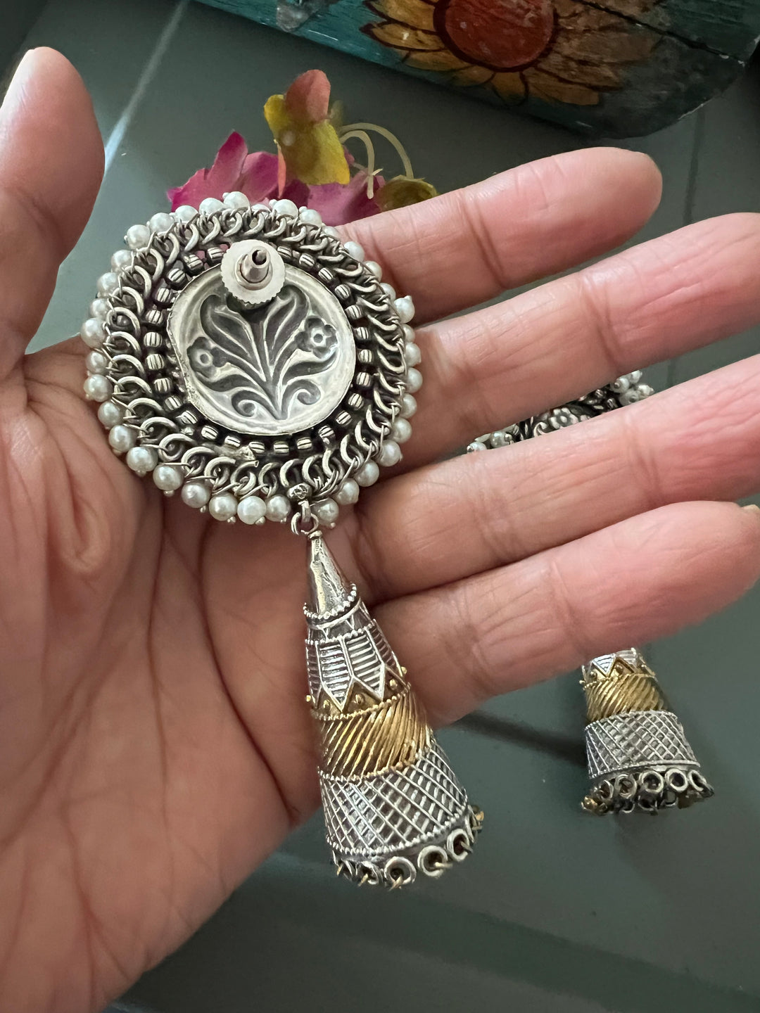 Antique Pearl Clustered Statement Earrings - Premium Quality, Exquisite Craftsmanship