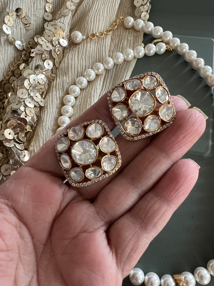 Beautiful Polki 925 Silver Necklace Set