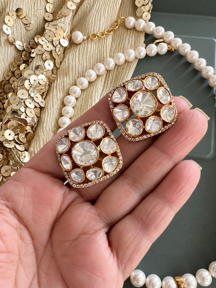 Pearl Strand 925 Silver Polki Pendant Necklace Set