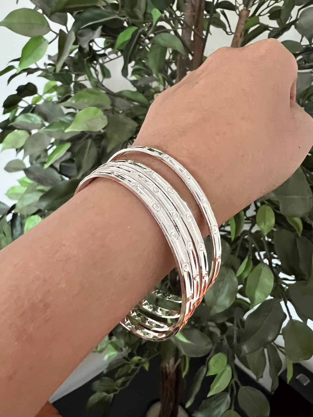 Exquisite Elegance: Pure 925 Silver Bangles Set