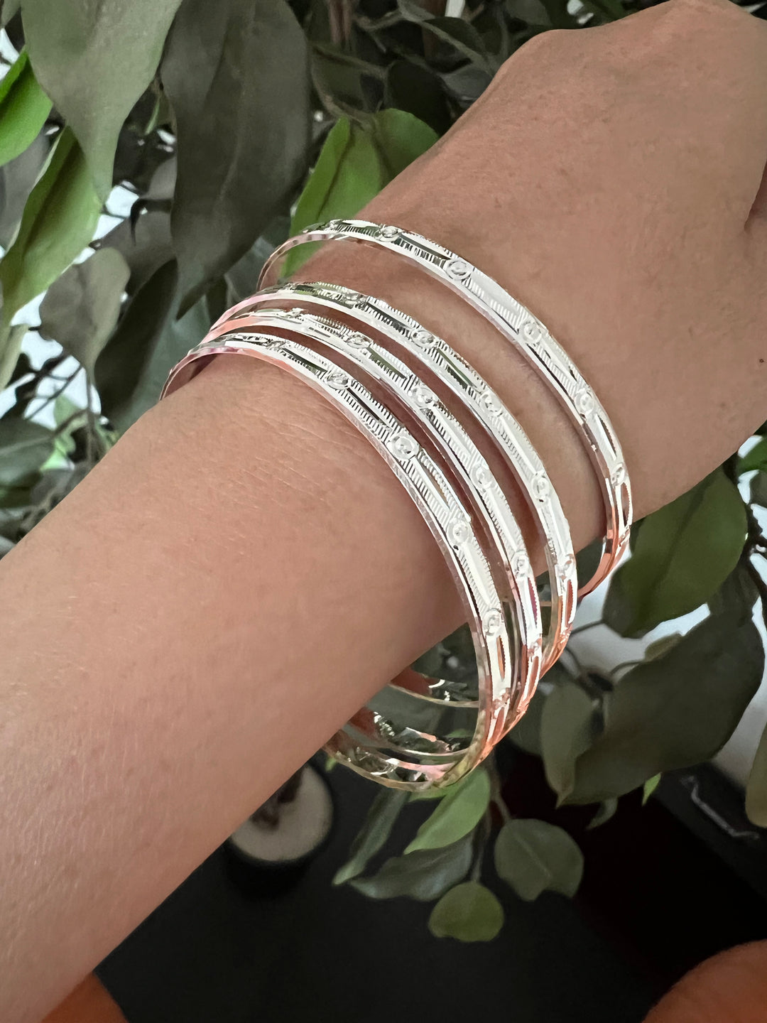 Exquisite Elegance: Pure 925 Silver Bangles Set