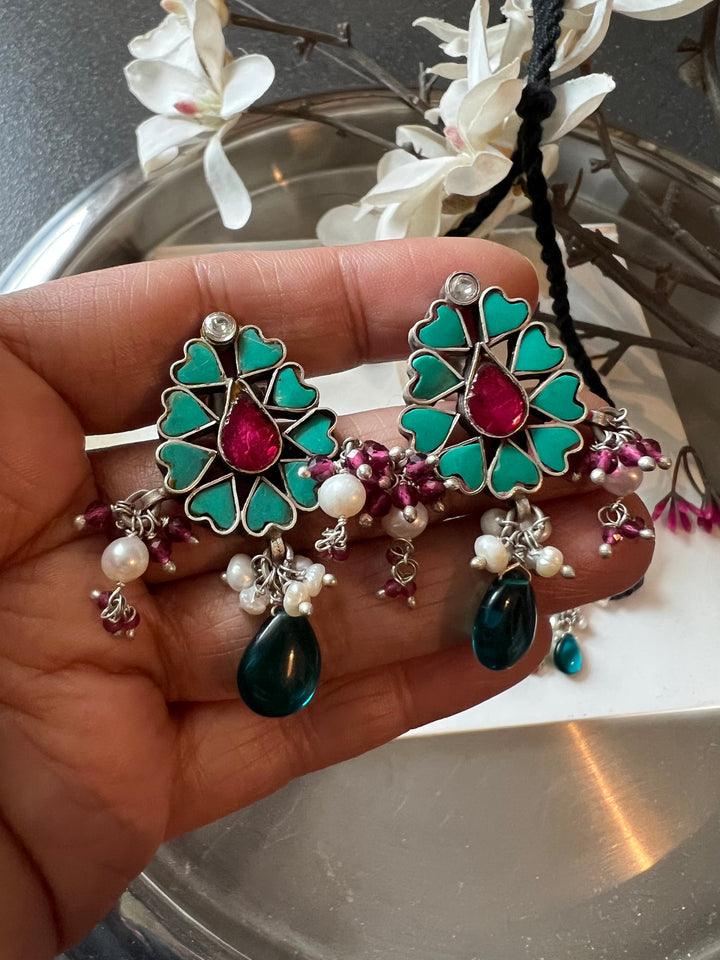 Pure 925 Silver Choker with Earrings