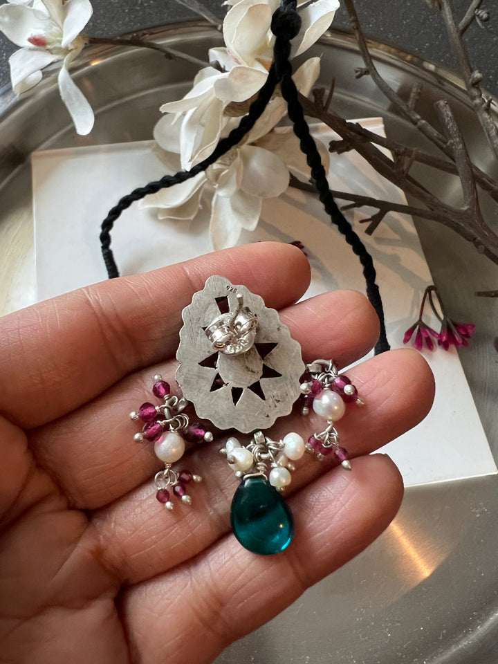 Pure 925 Silver Choker with Earrings