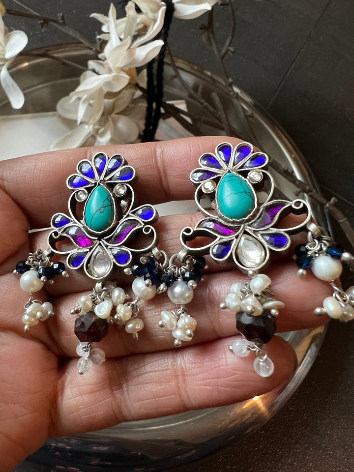 Pure 925 Silver Choker with Earrings