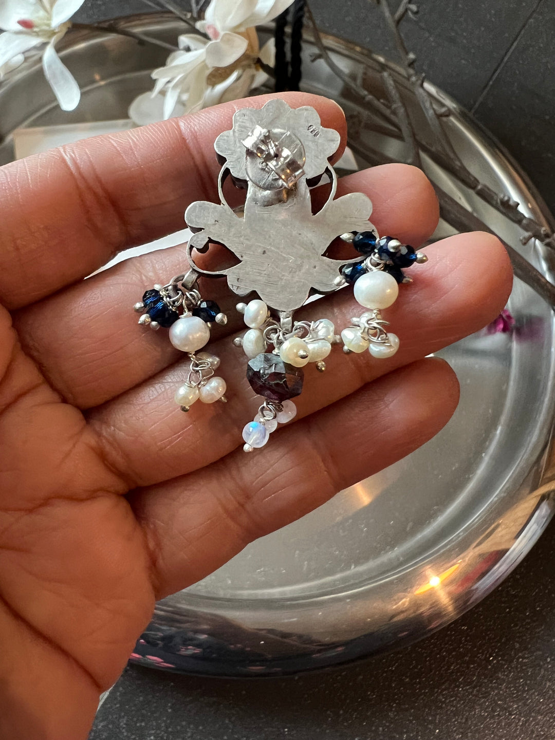 Pure 925 Silver Choker with Earrings