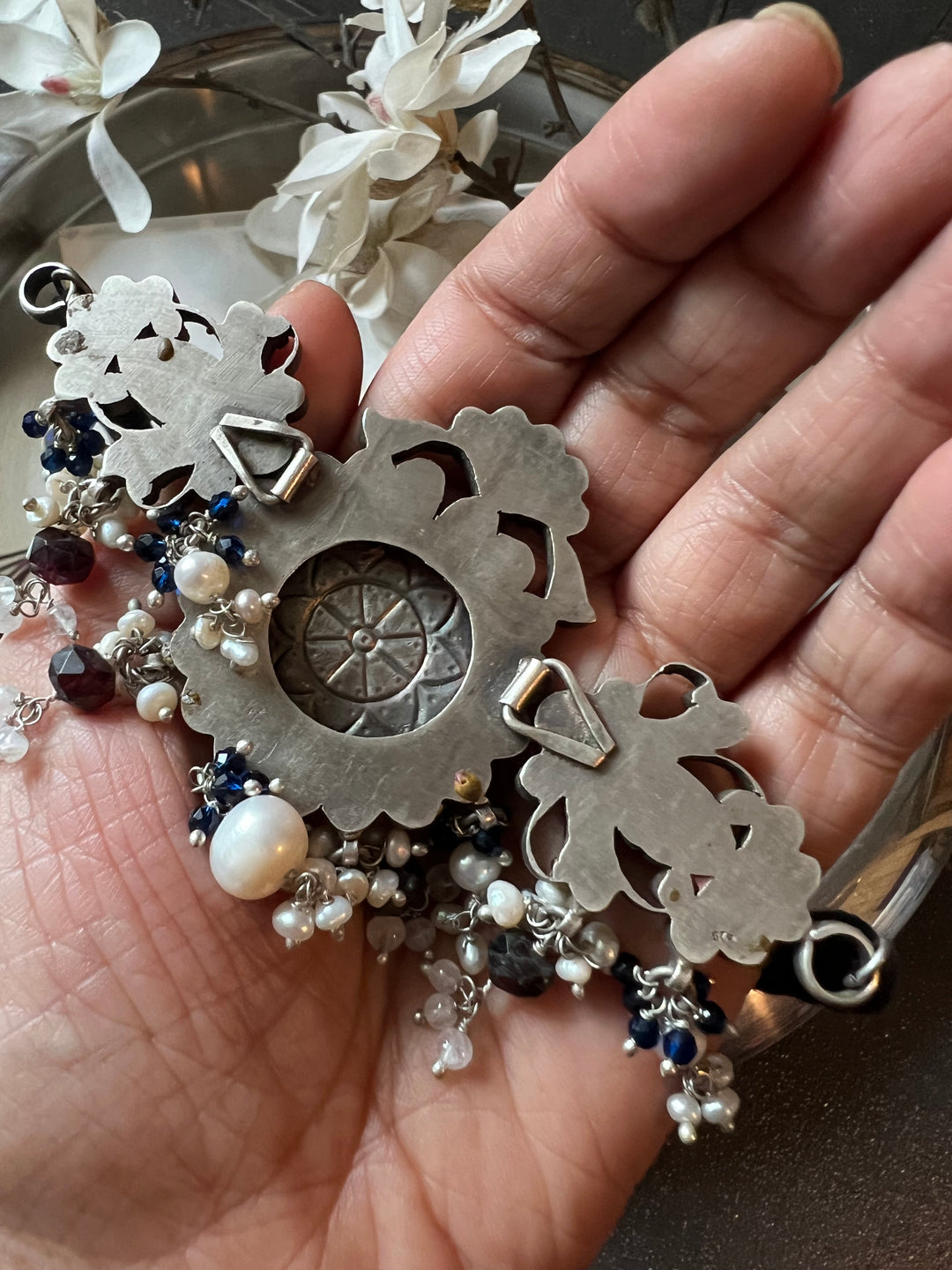 Pure 925 Silver Choker with Earrings