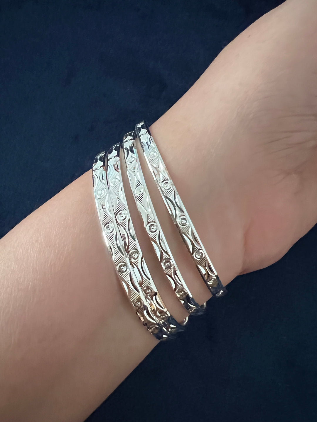 Exquisite Elegance: Pure 925 Silver Bangles Set