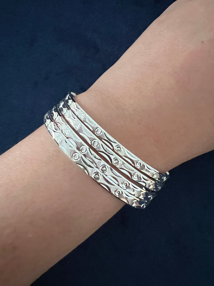 Exquisite Elegance: Pure 925 Silver Bangles Set