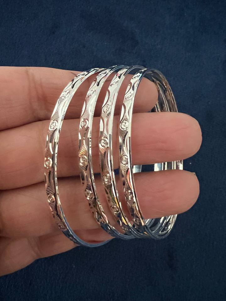 Exquisite Elegance: Pure 925 Silver Bangles Set