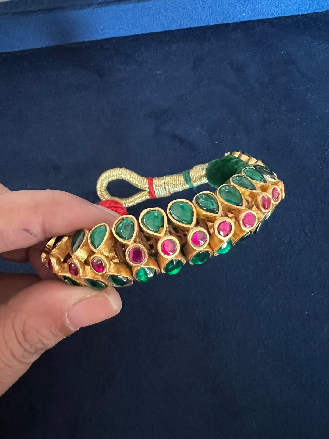 Handcrafted Opulence: Indian Traditional Bracelet with Luxurious Velvet Lining