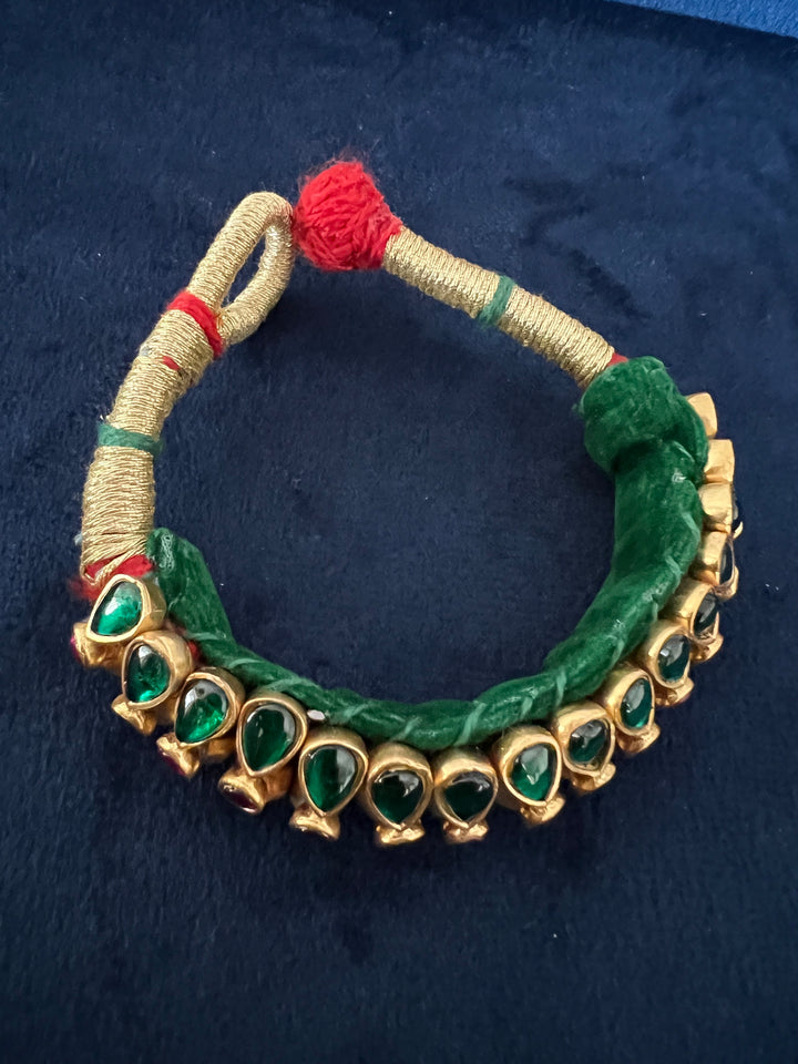 Handcrafted Opulence: Indian Traditional Bracelet with Luxurious Velvet Lining