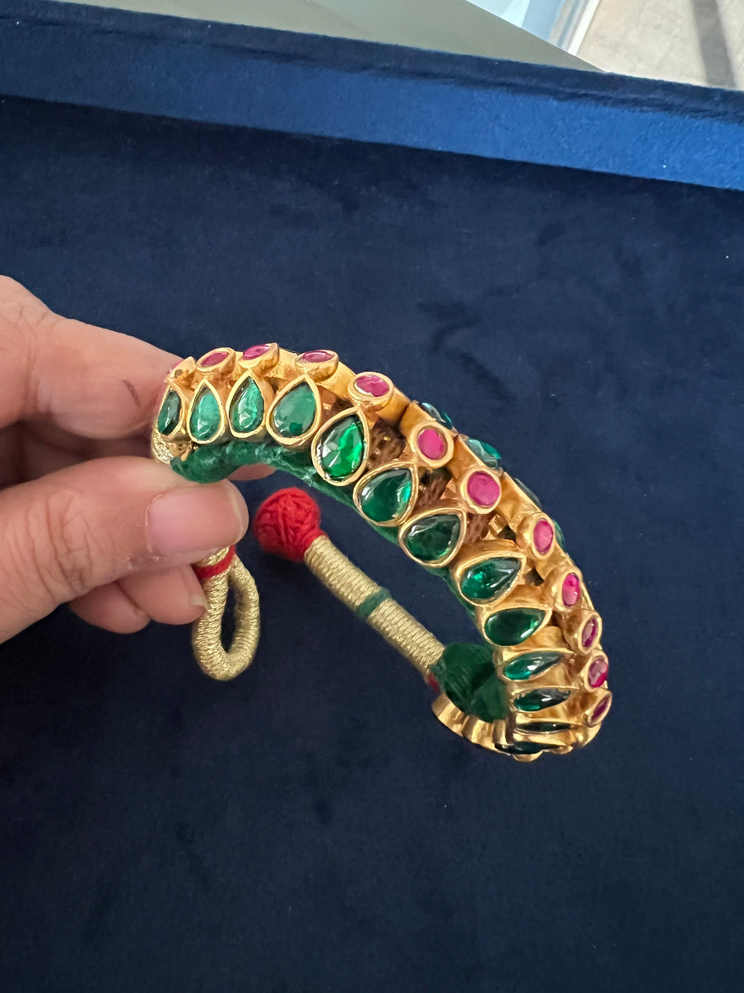 Handcrafted Opulence: Indian Traditional Bracelet with Luxurious Velvet Lining