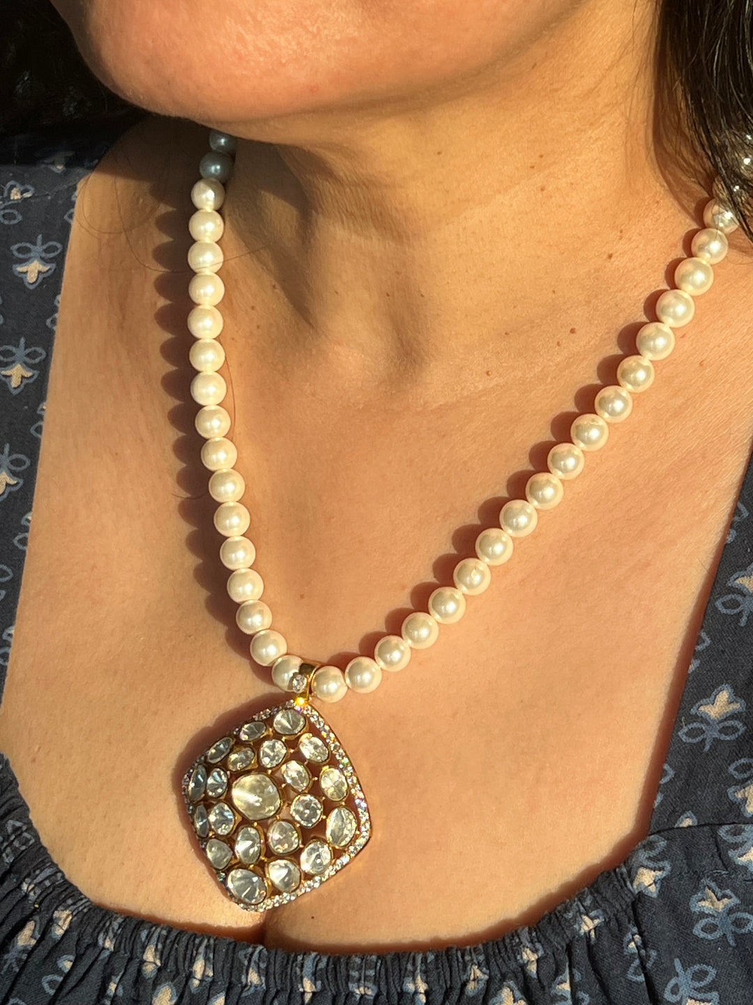 Beautiful Polki 925 Silver Necklace Set