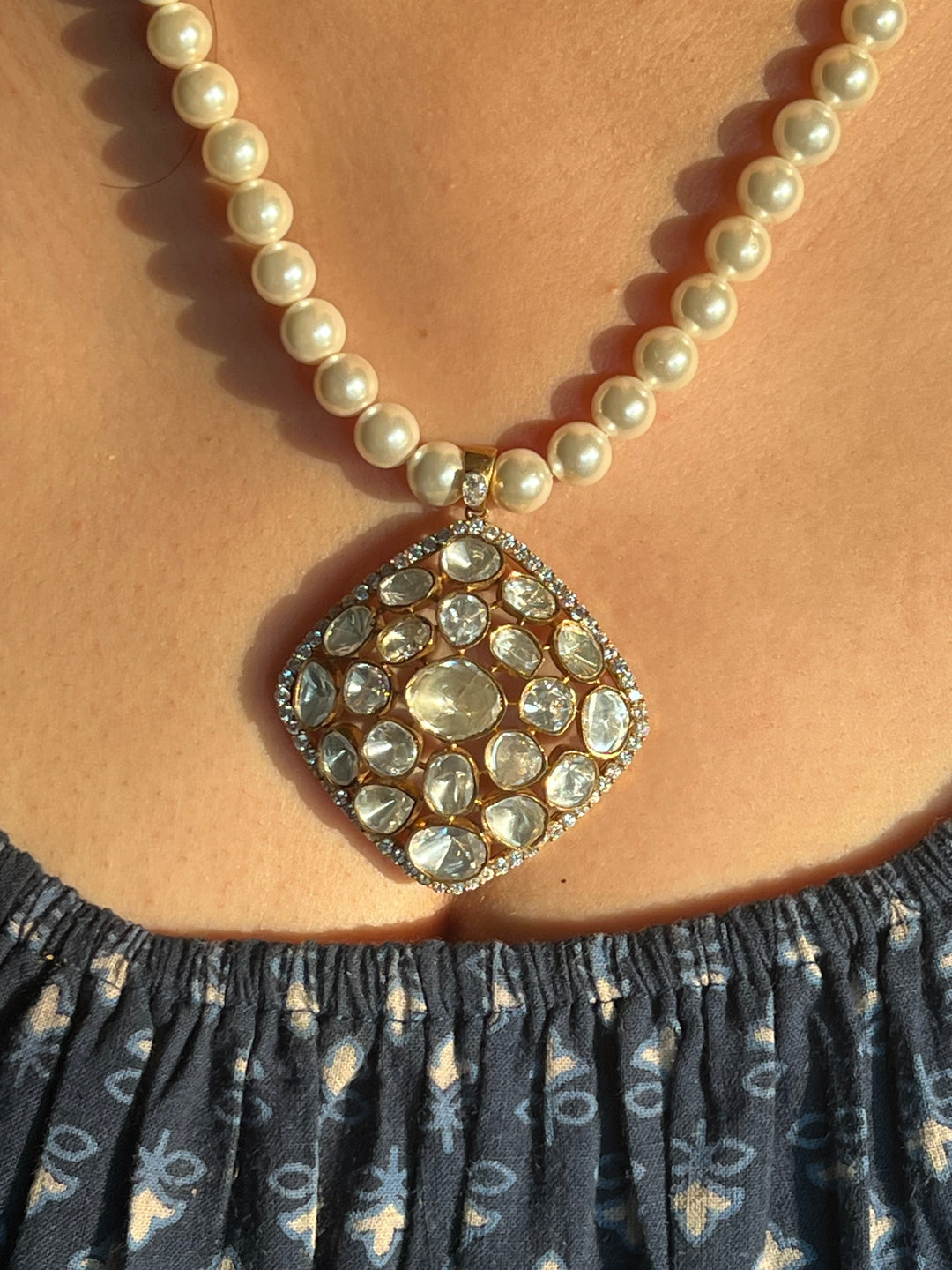 Beautiful Polki 925 Silver Necklace Set