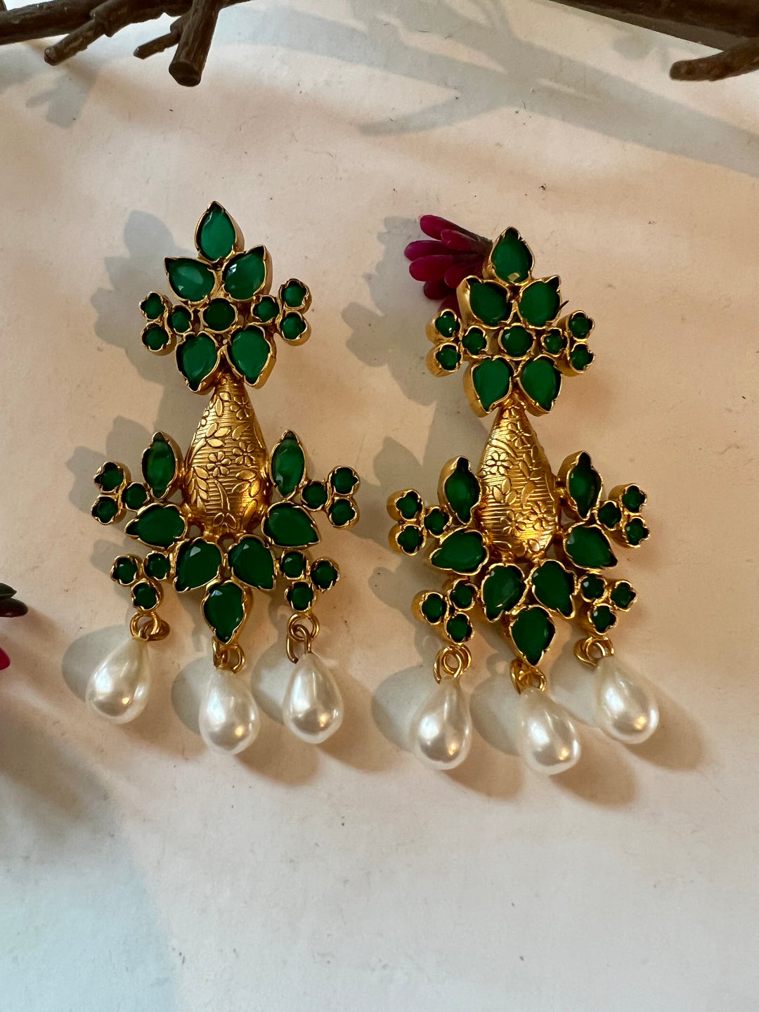 Elegant Pure 925 Silver Kundan Earrings