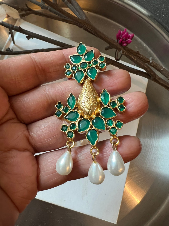 Elegant Pure 925 Silver Kundan Earrings