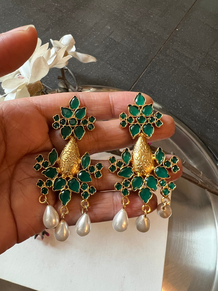 Elegant Pure 925 Silver Kundan Earrings