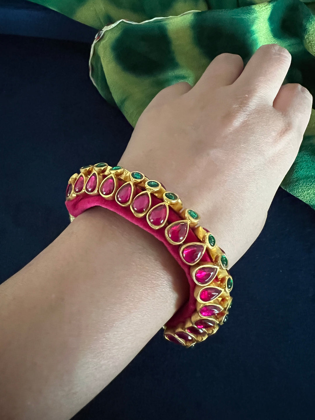 Handcrafted Opulence: Indian Traditional Bracelet with Luxurious Velvet Lining