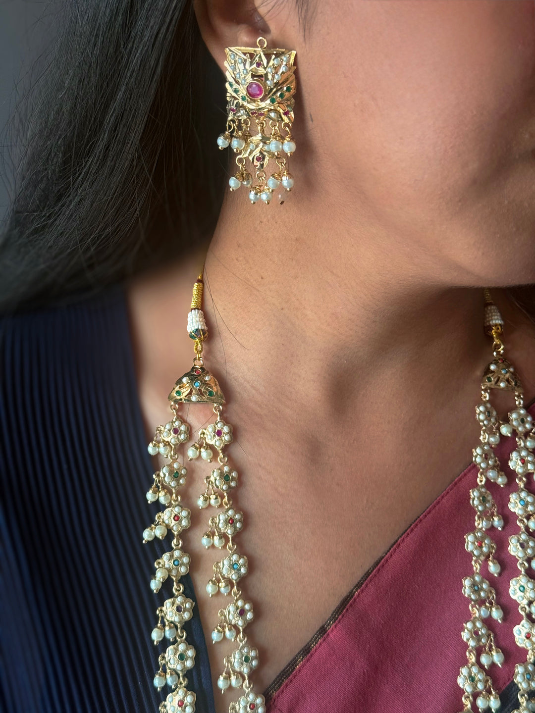 Handmade Jadau Necklace Set 18K Gold Plated | SHIVKA