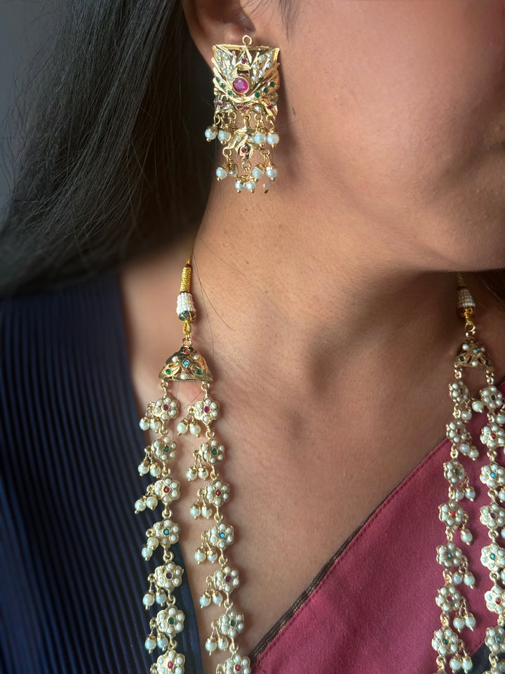 Handmade Jadau Necklace Set 18K Gold Plated | SHIVKA