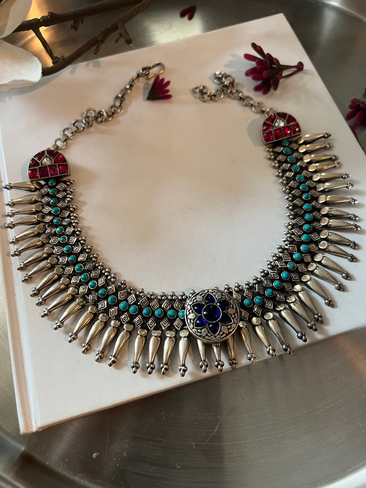 Pure 925 Silver Kundan Necklace