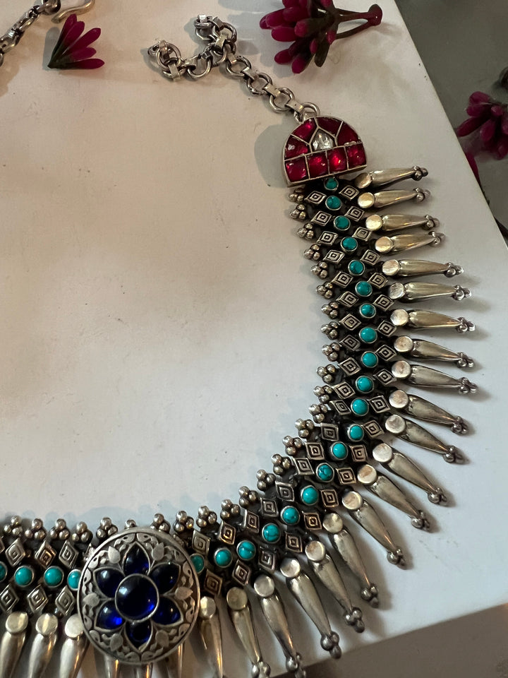 Pure 925 Silver Kundan Necklace