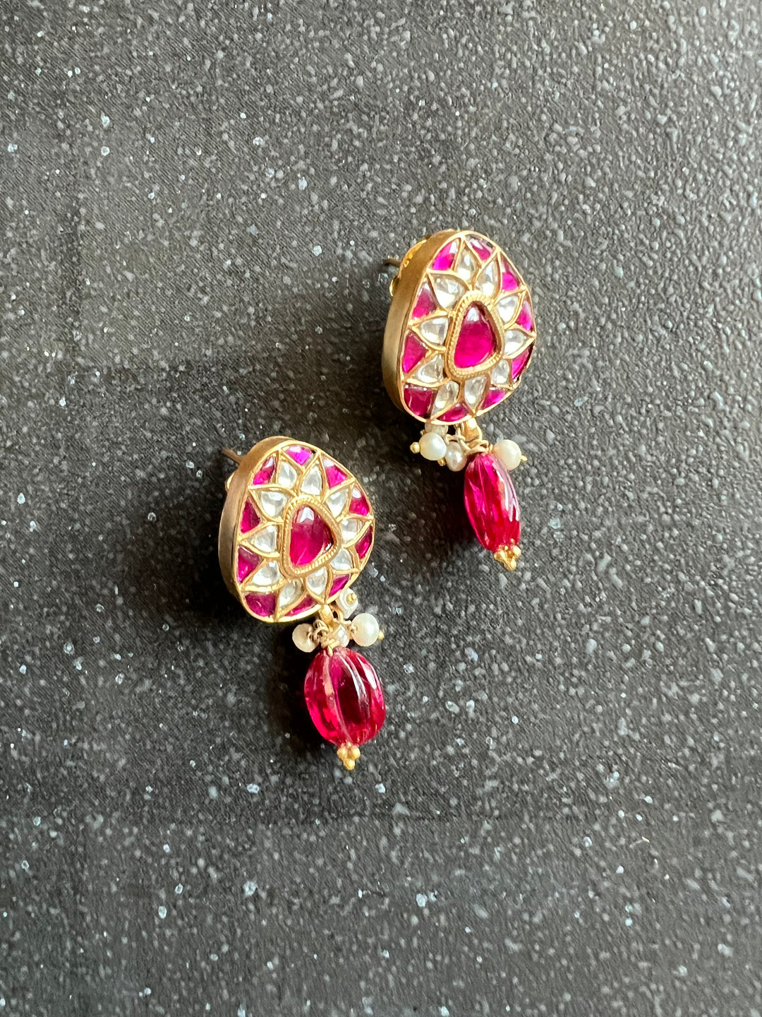 Elegant Jadau Kundan 925 Silver Earrings