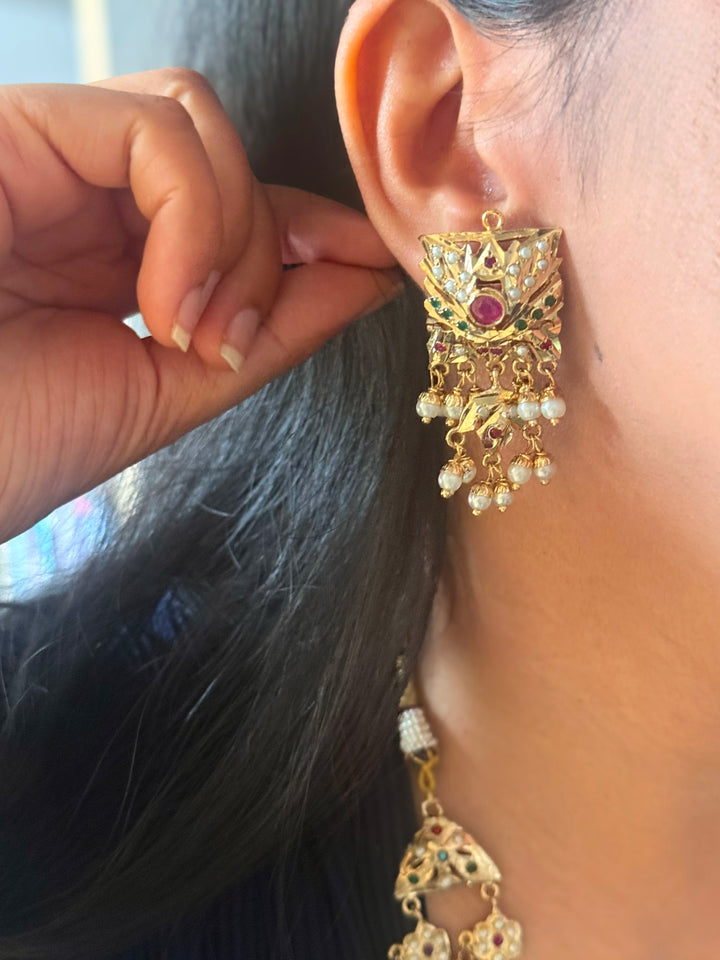 Handmade Jadau Necklace Set 18K Gold Plated | SHIVKA
