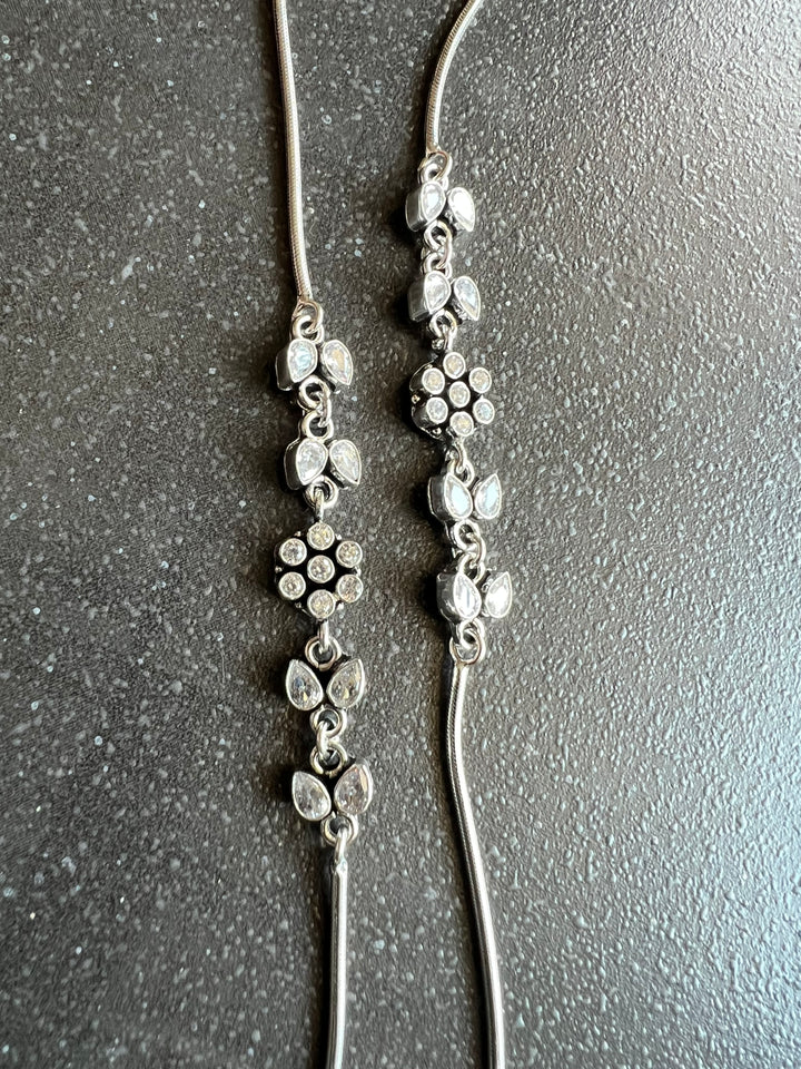 Pure 925 Silver Anklets- Set of 2