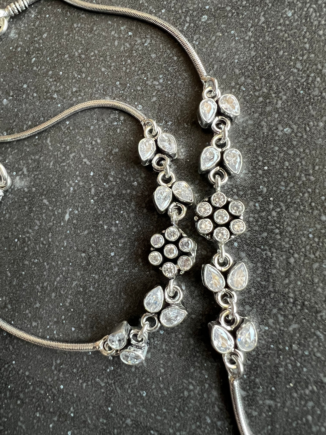 Pure 925 Silver Anklets- Set of 2