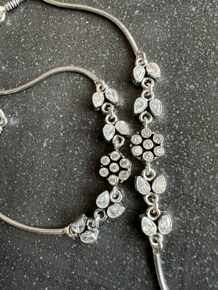 Pure 925 Silver Anklets- Set of 2