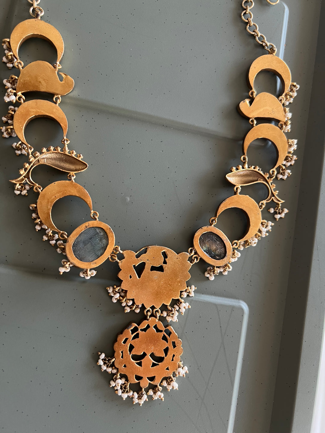 Statement Fish Design 925 Silver Necklace with Kundan Embellishments