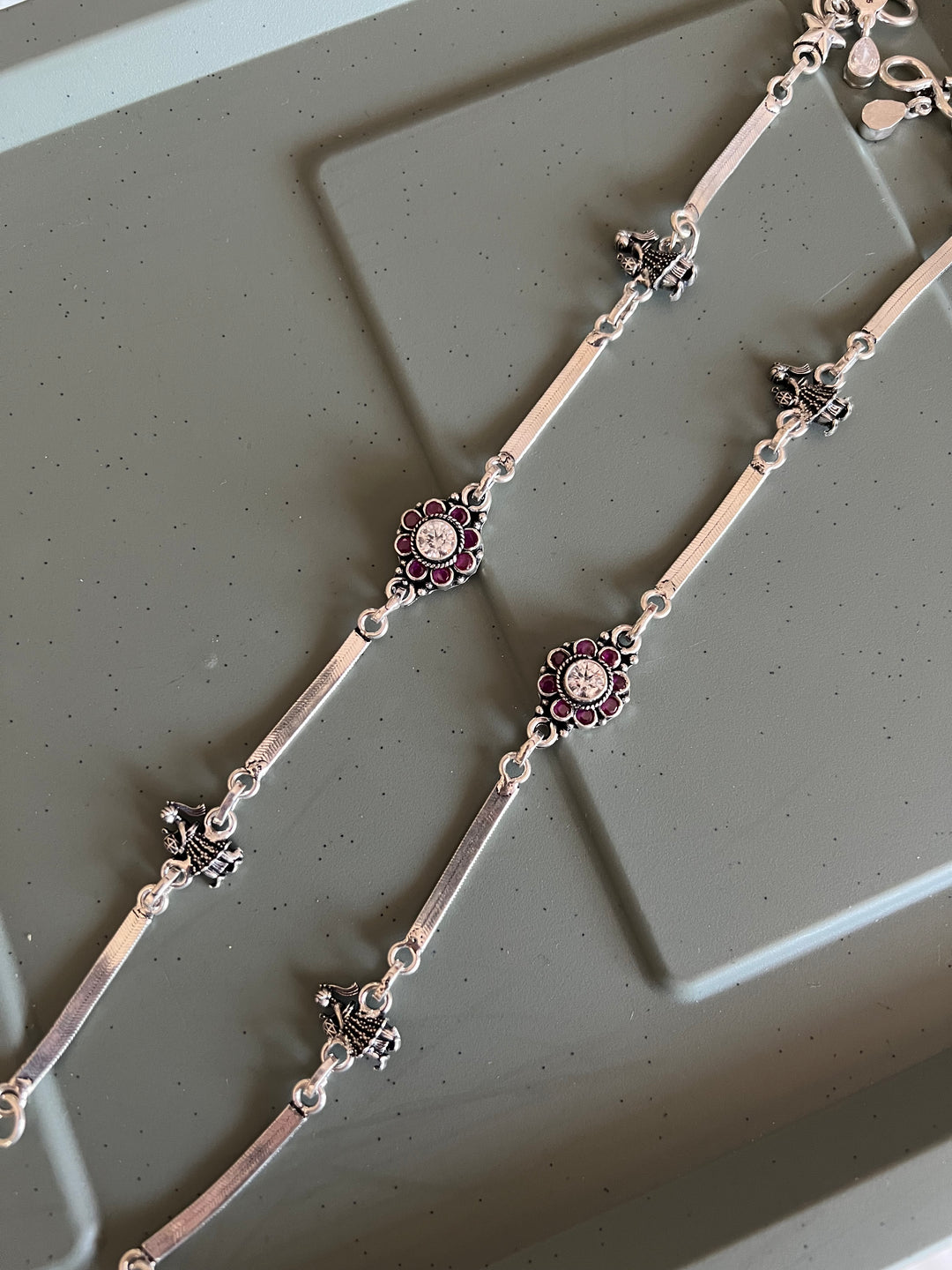 Pure 925 Silver Anklets- Set of 2