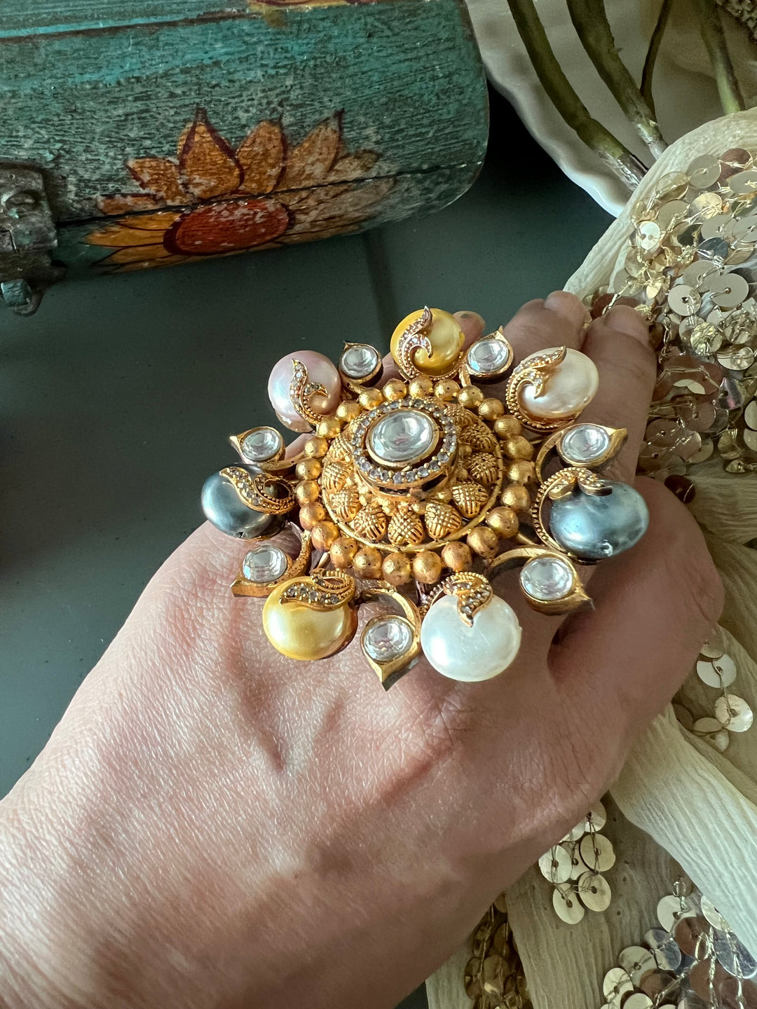 Statement Kundan Ring - A Touch of Timeless Beauty
