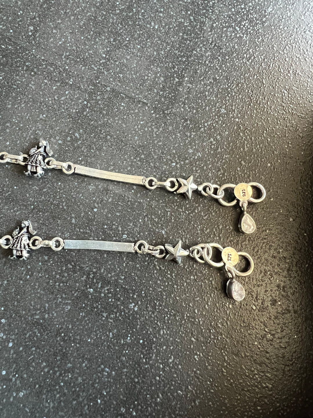 Pure 925 Silver Anklets- Set of 2