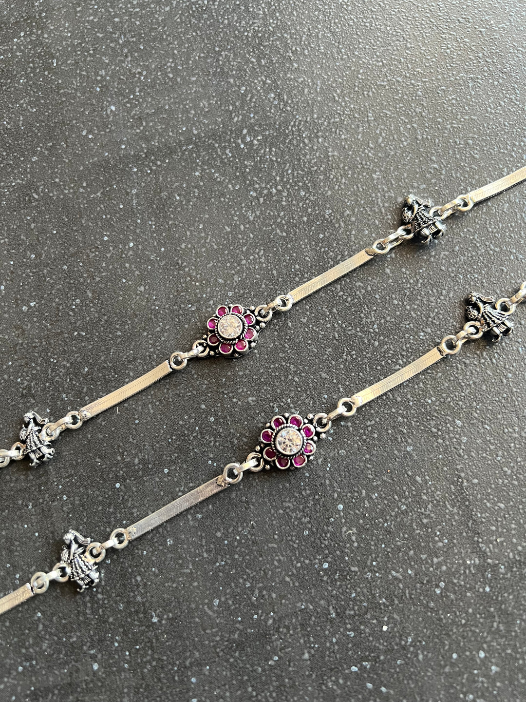 Pure 925 Silver Anklets- Set of 2