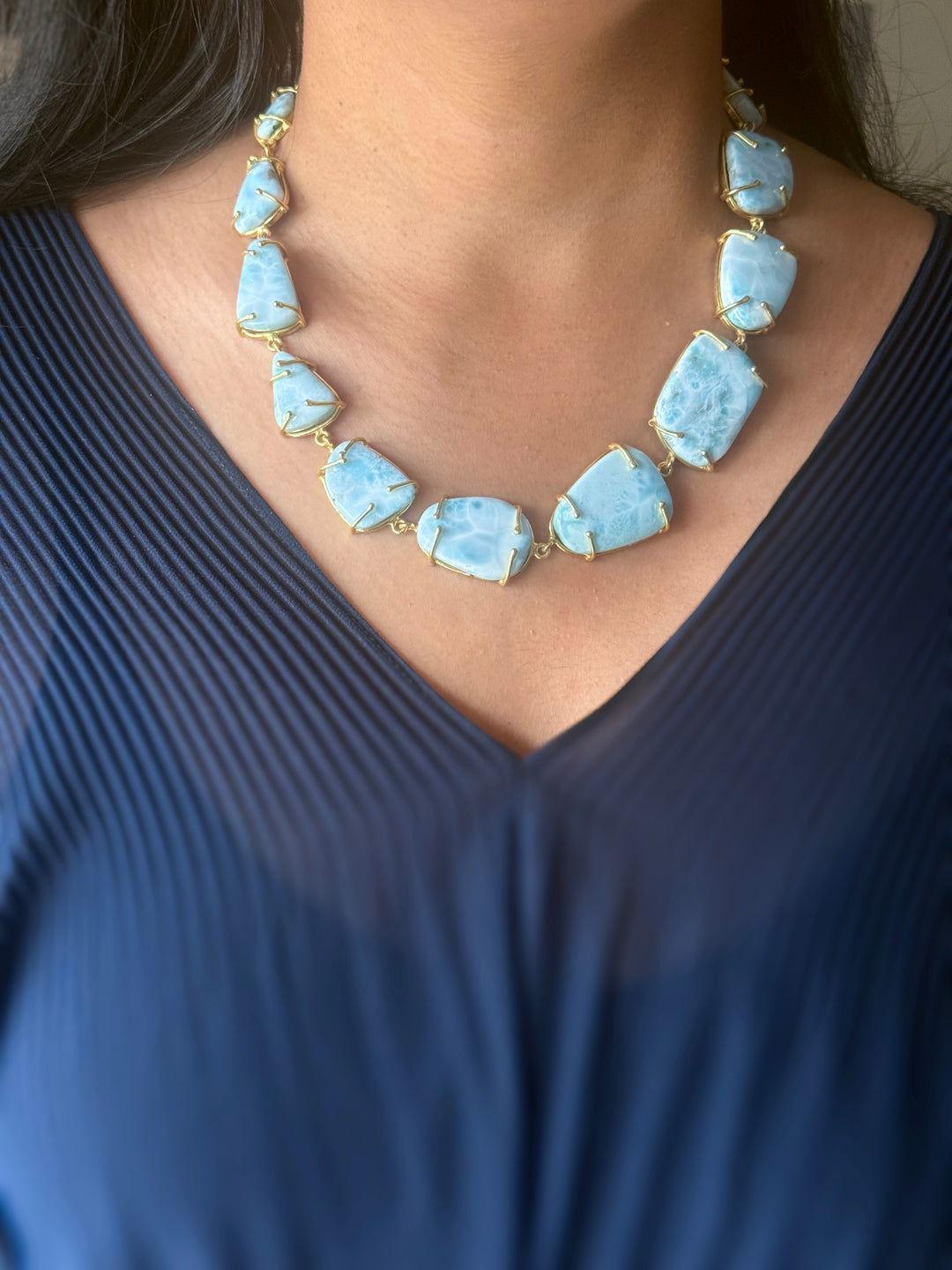 Statement Larimar Stone Necklace