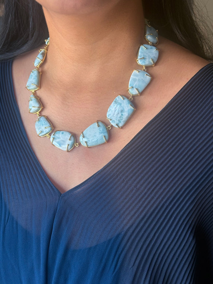 Statement Larimar Stone Necklace