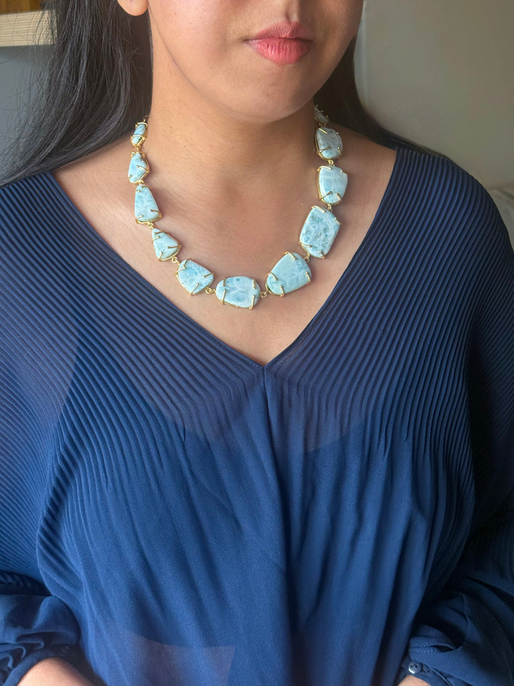 Statement Larimar Stone Necklace