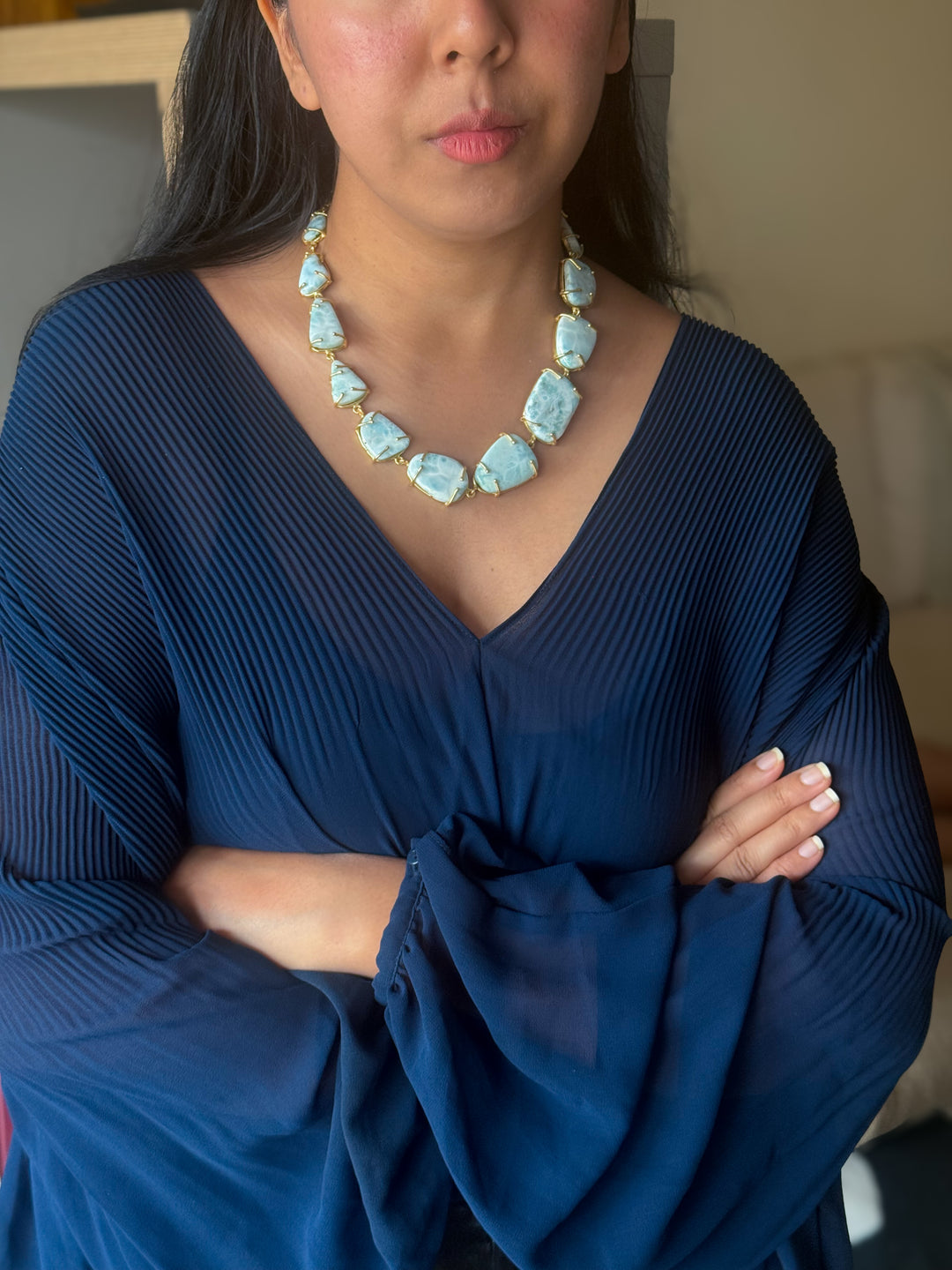 Statement Larimar Stone Necklace