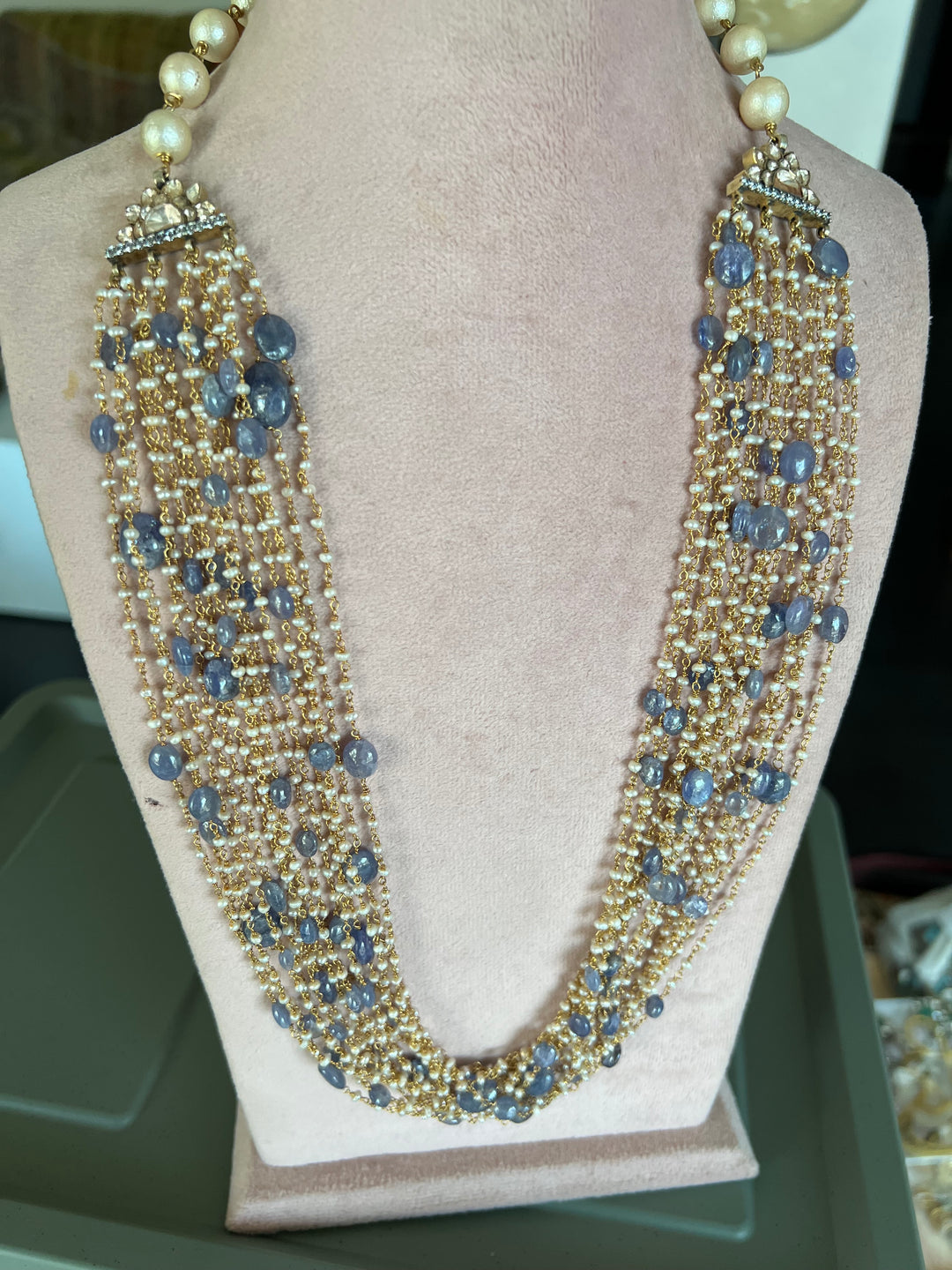 SHIVKA Pure 925 Silver with Real Lapis Lazuli Stones Necklace