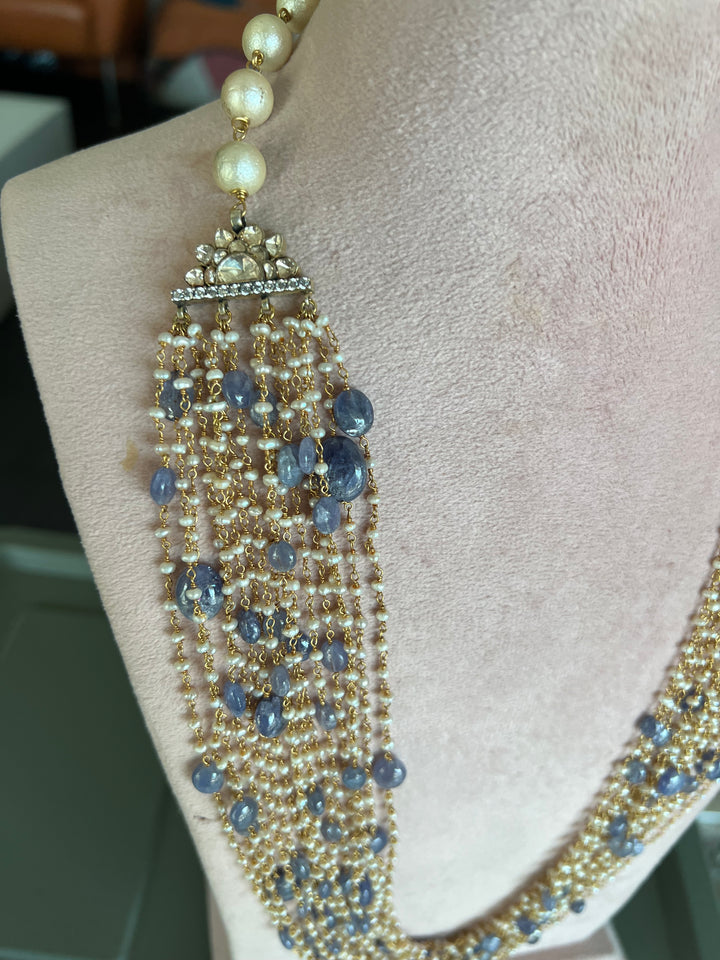 SHIVKA Pure 925 Silver with Real Lapis Lazuli Stones Necklace