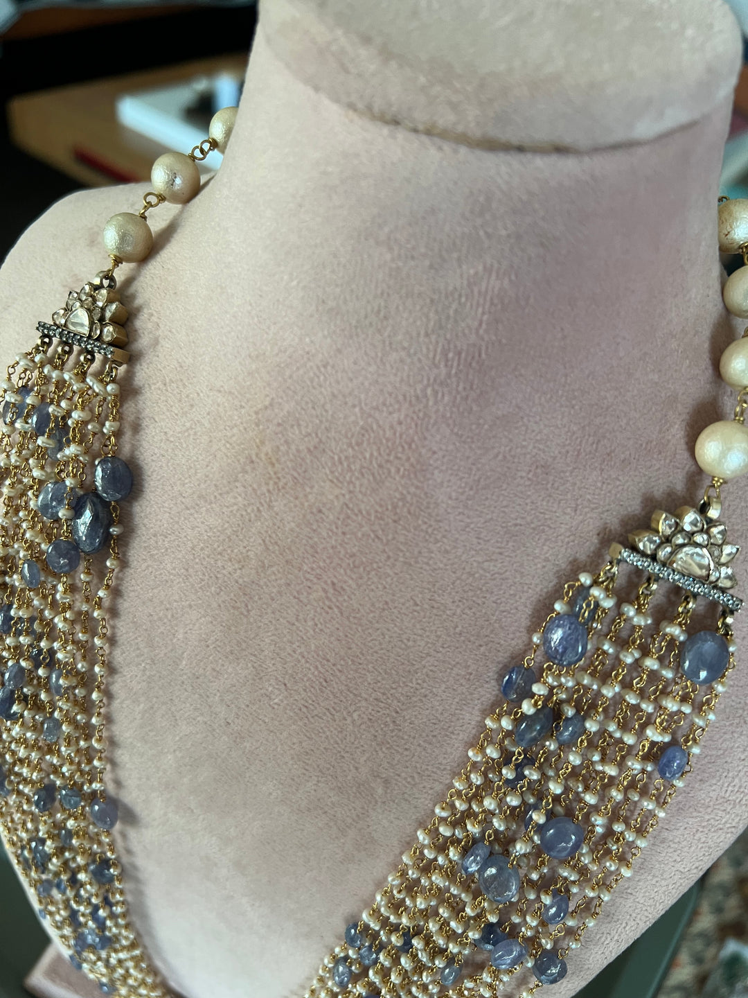 SHIVKA Pure 925 Silver with Real Lapis Lazuli Stones Necklace