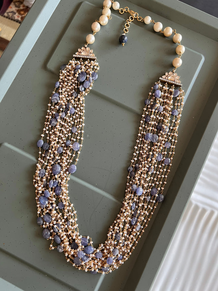 SHIVKA Pure 925 Silver with Real Lapis Lazuli Stones Necklace