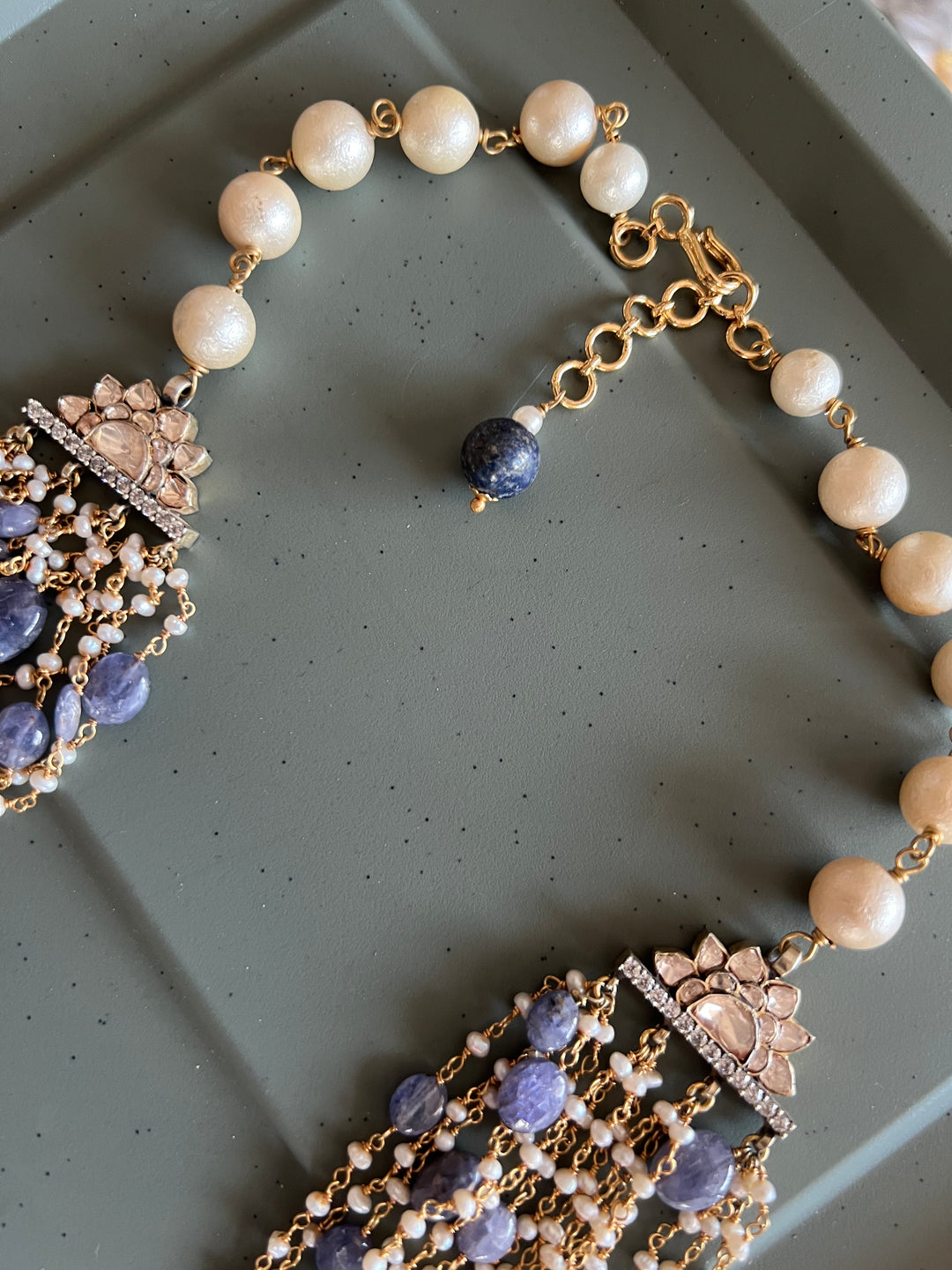 SHIVKA Pure 925 Silver with Real Lapis Lazuli Stones Necklace