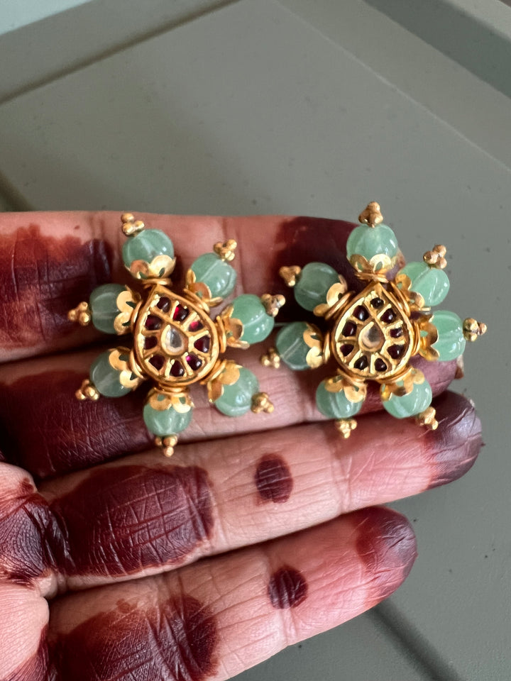 Elegant Jadau Kundan 925 Silver Earrings