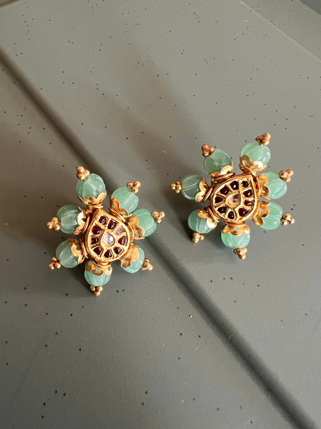 Elegant Jadau Kundan 925 Silver Earrings